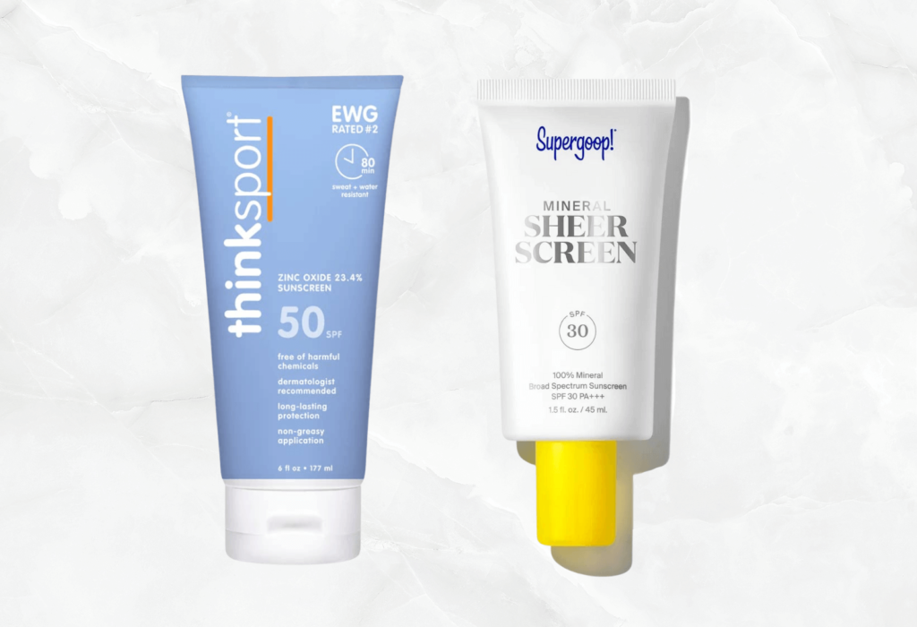 supergoop and thinksport sunscreen