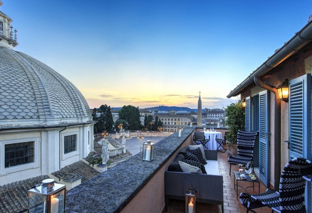 rooftop at a hotel in Rome overlooking the city