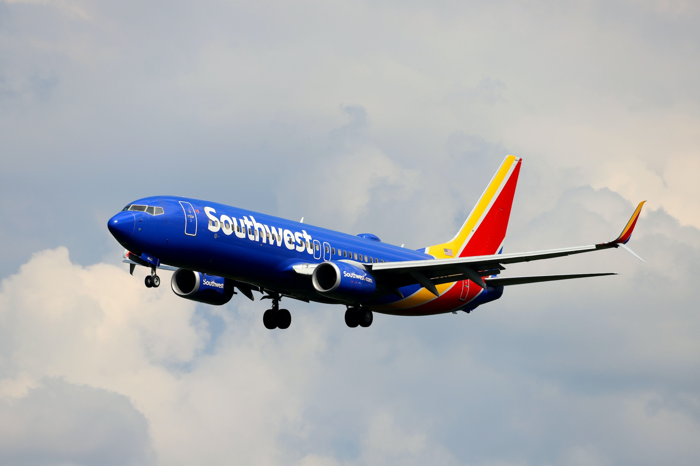 southwest airlines plane in the sky, for article on is southwest credit card worth it
