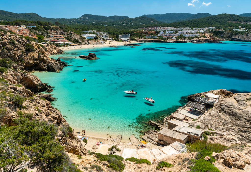 bird's eye view of Ibiza, for story on the best hotels in Ibiza