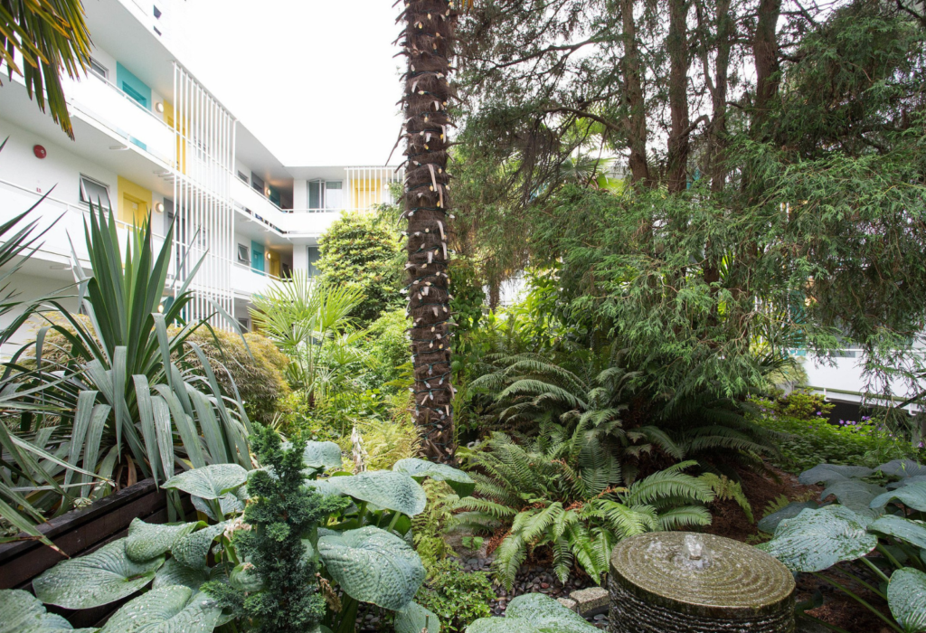 lush grounds of hotel property