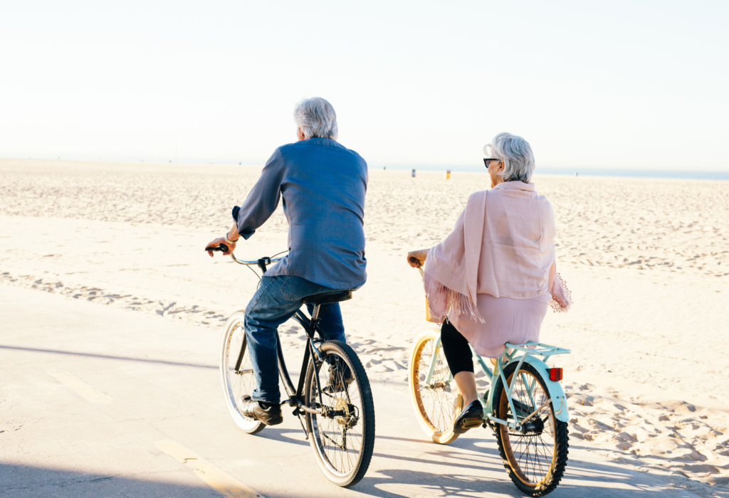 couple biking