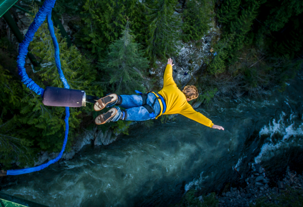 person bungee jumping