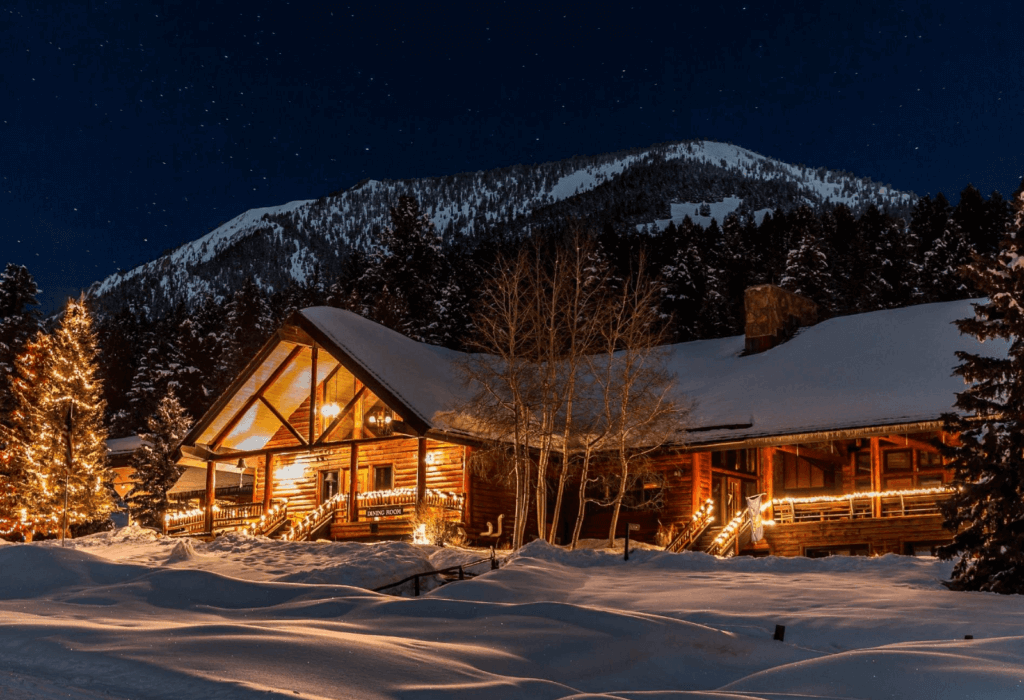 one of the winter lodges at Lone Mountain Ranch in Montana