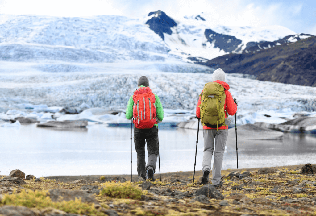 two people hiking