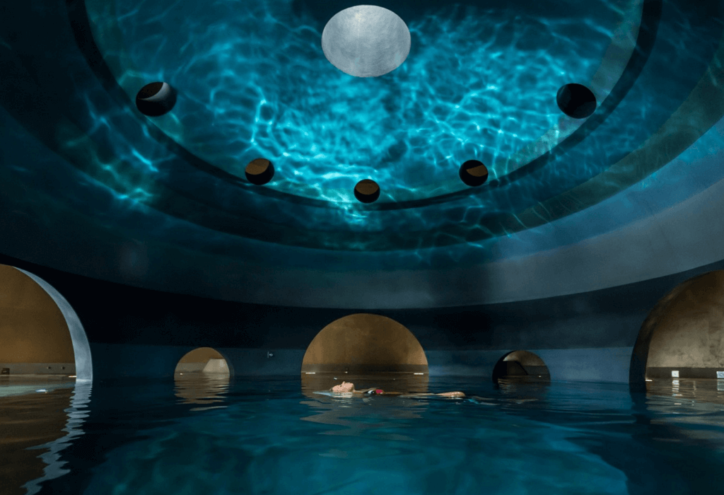 the unique spa resort pool at Euphoria Retreat in Greece