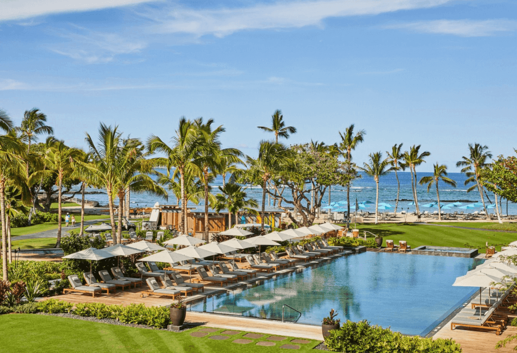 the view over Mauna Lani Resort which has an excellent spa resort