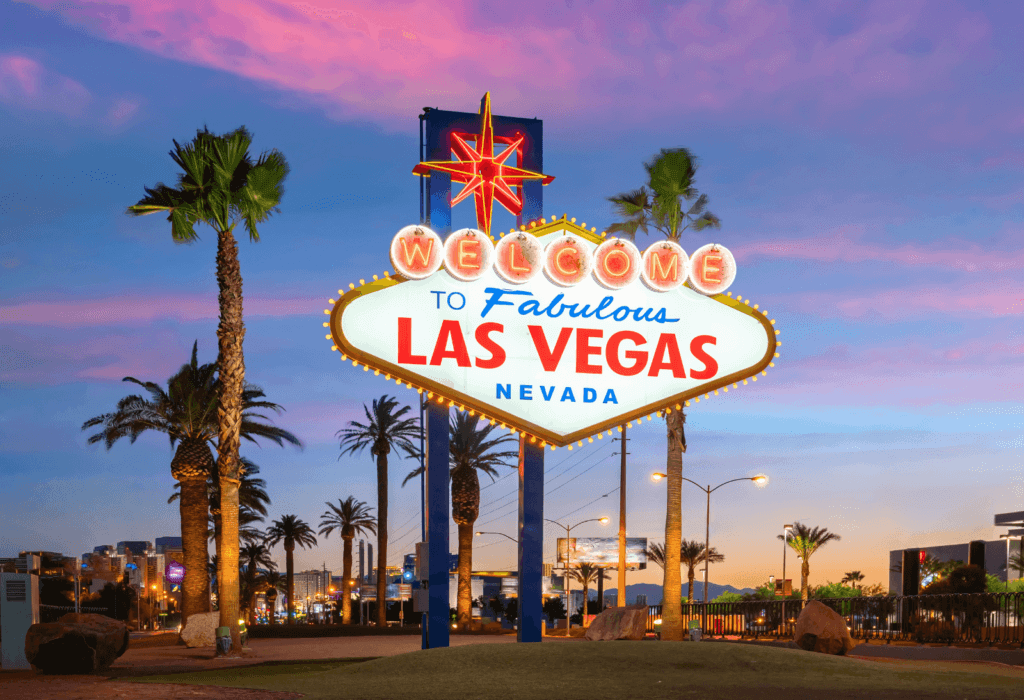 the famous welcome sign on the Las Vegas strip