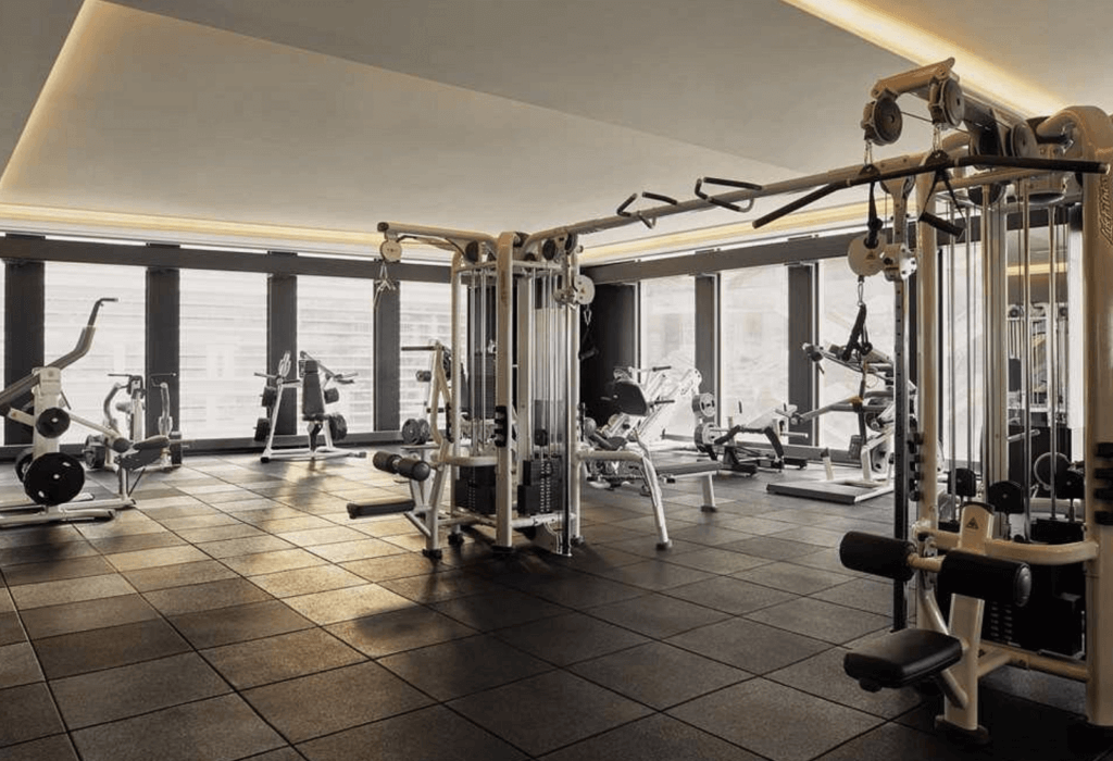 the huge hotel gym at Equinox Hotels hudson yards in New York