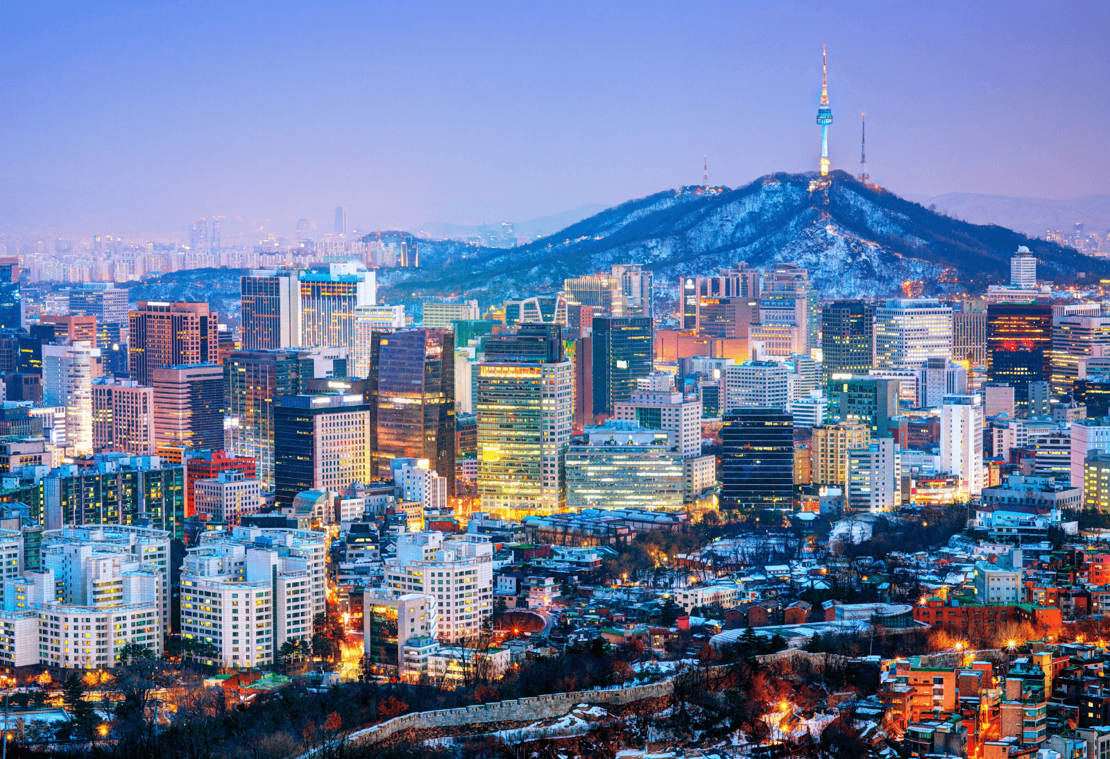 the sunrise skyline of seoul in south korea