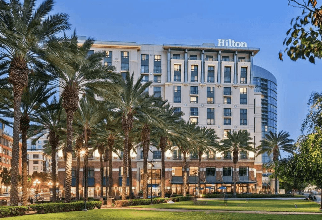 The outside facade of the Hilton San Diego Gaslamp district