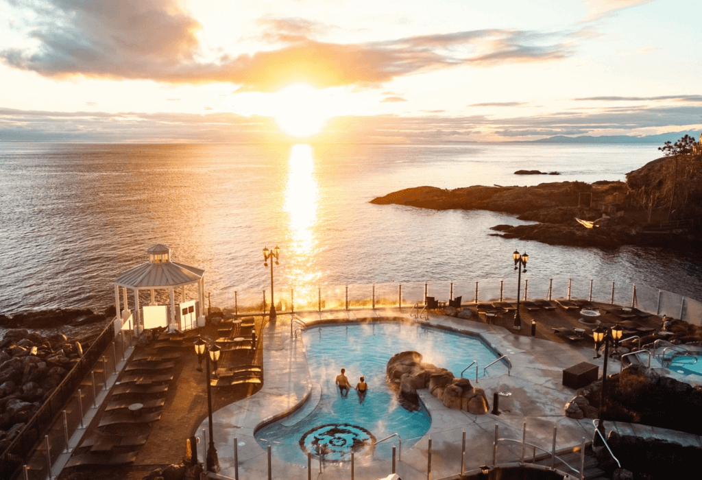 Ocean Bay Resort's sunset view on Vancouver Island