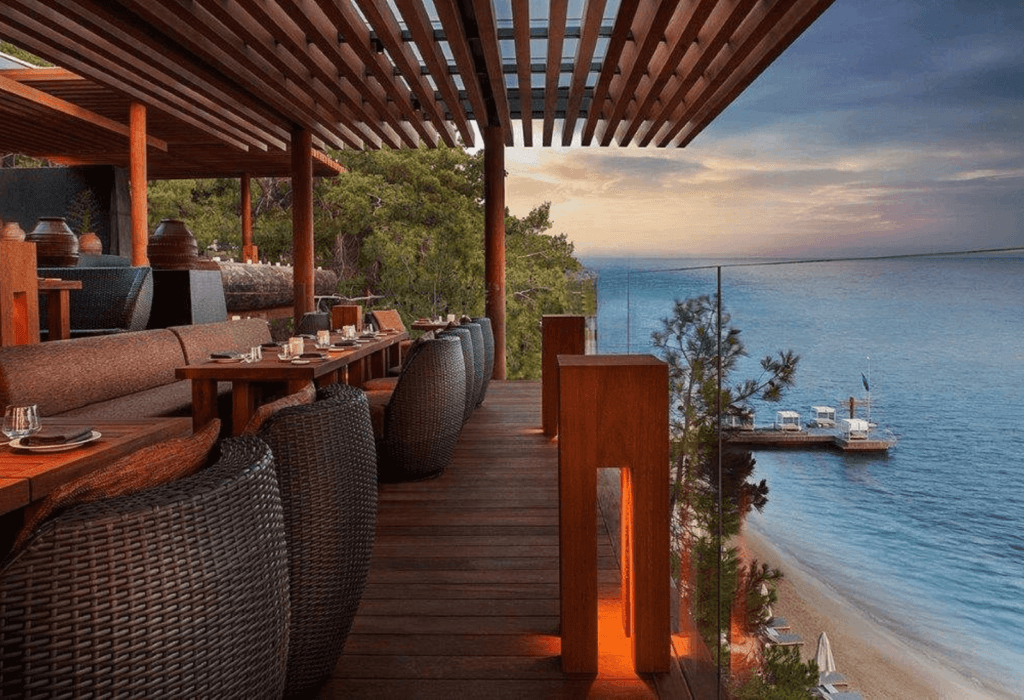 the beautiful waterside deck at the d-resort gocek
