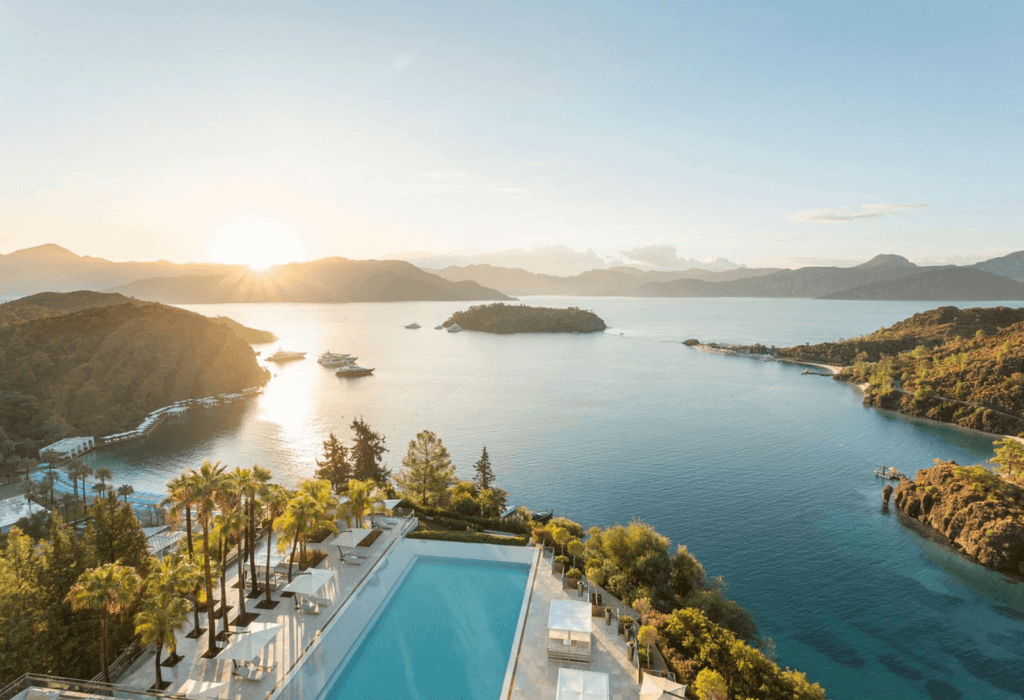 The view over d-maris resort's pool in the Turkish Riviera