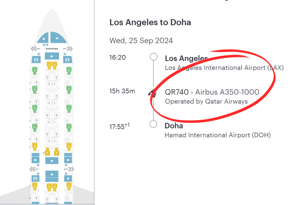 Seat chart of Qatar Airways q - suite