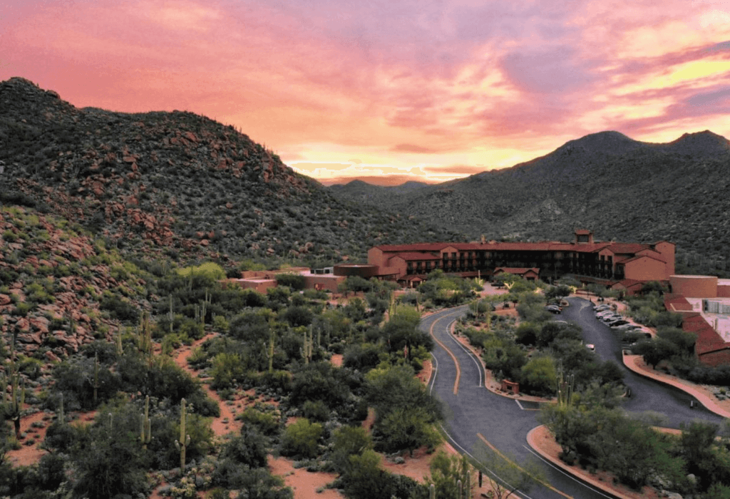 The approach towards the Ritz Carlton Dove Mountain in Arizona