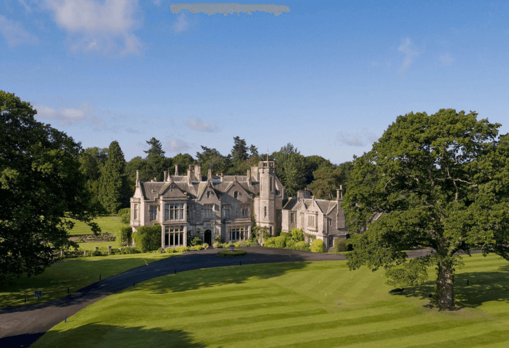 The grounds and building of SCHLOSS Roxburghe hotel in the Scottish borders