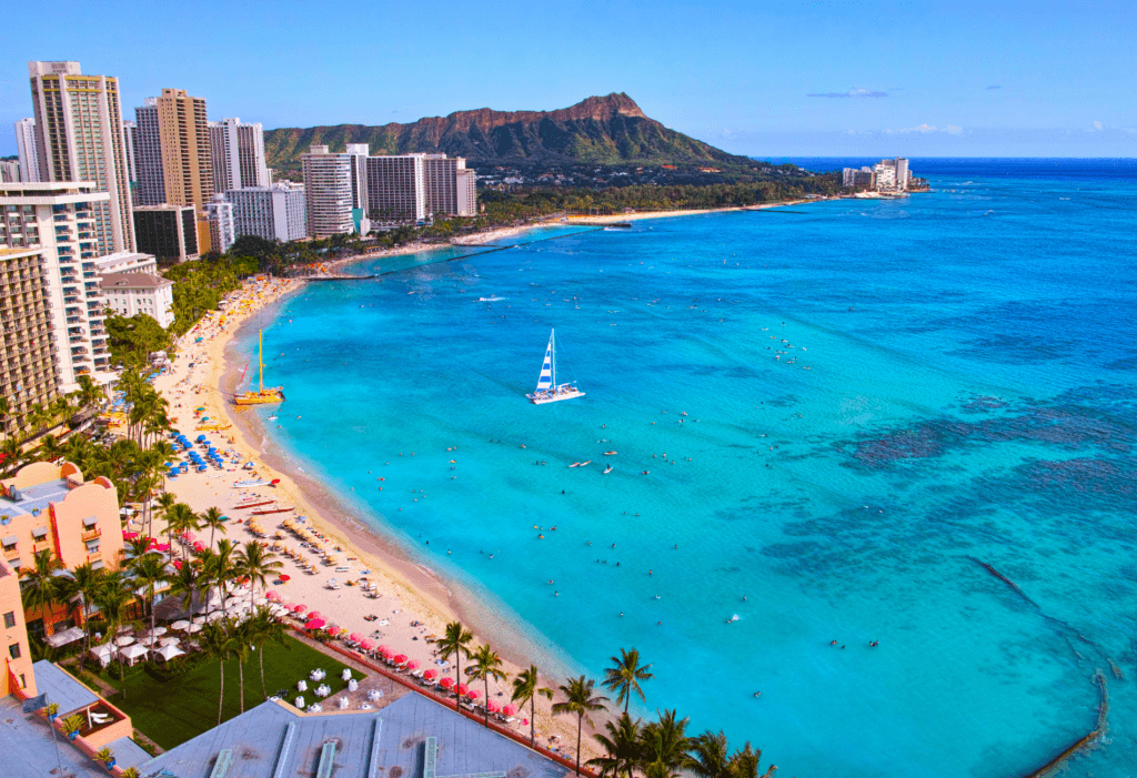 bird's eye view of Oahu for a giveaway of the day for Mother's Day 2024