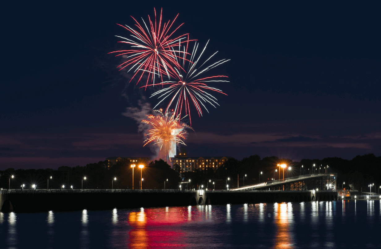 A firework display for Memorial Day weekend in the US