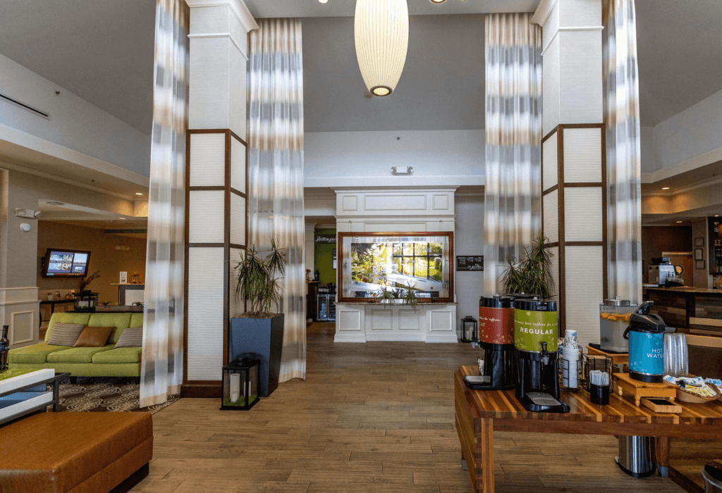 The lobby area of the Hilton Garden Inn in riverhead