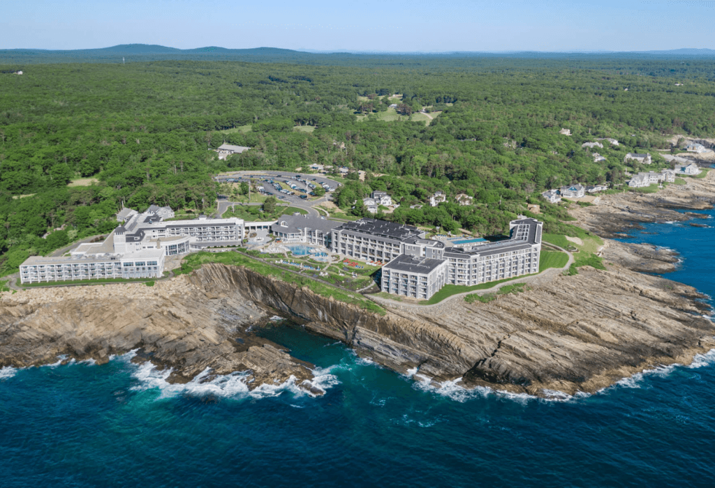 An aerial view of the Cliff House in Maine
