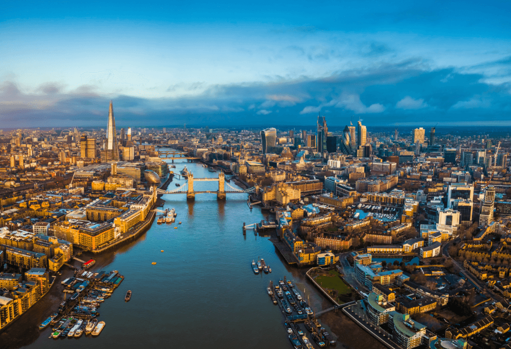 The London skyline over the Thames