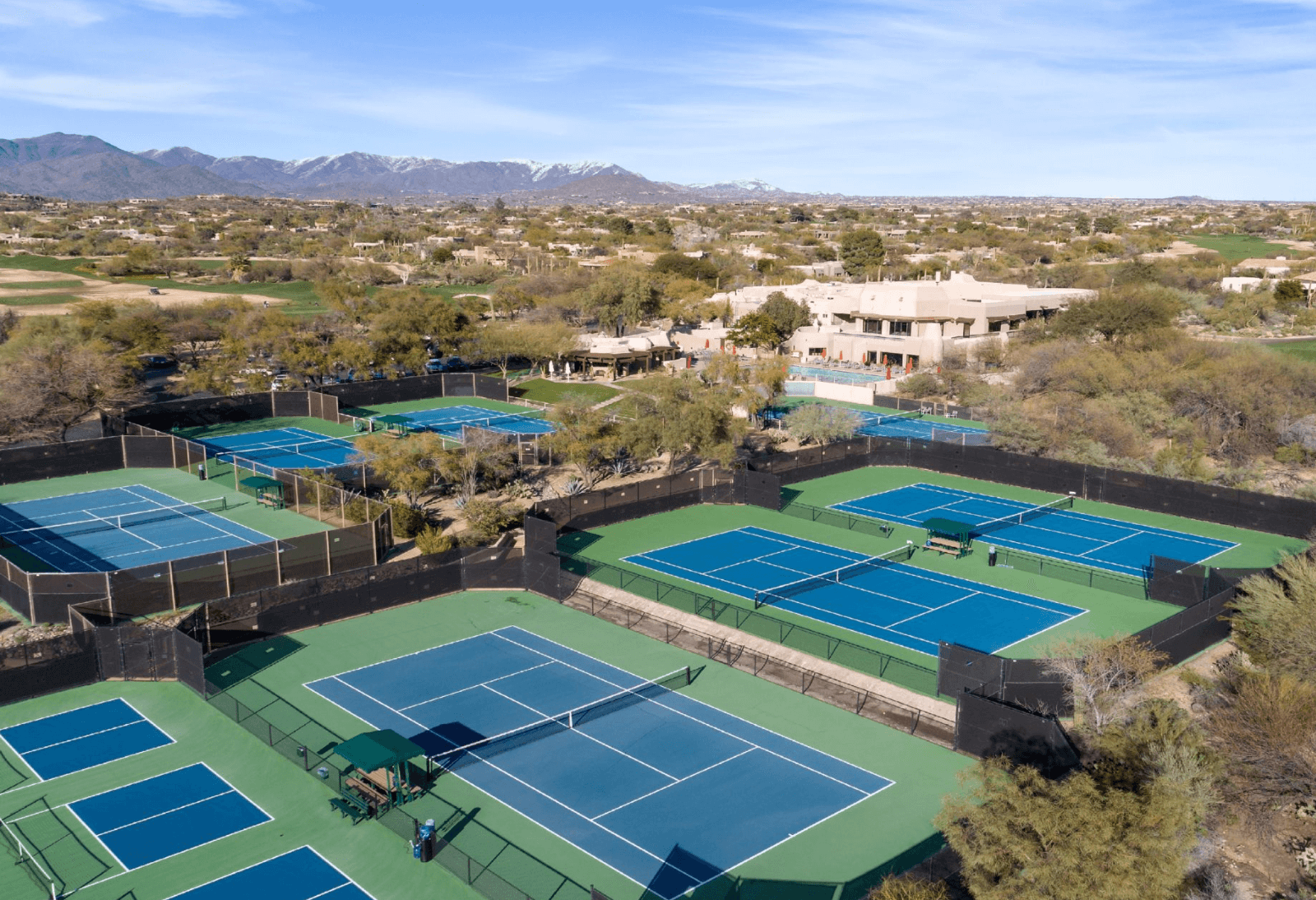Some of the any tennis courts at the Boulders Resort and Spa