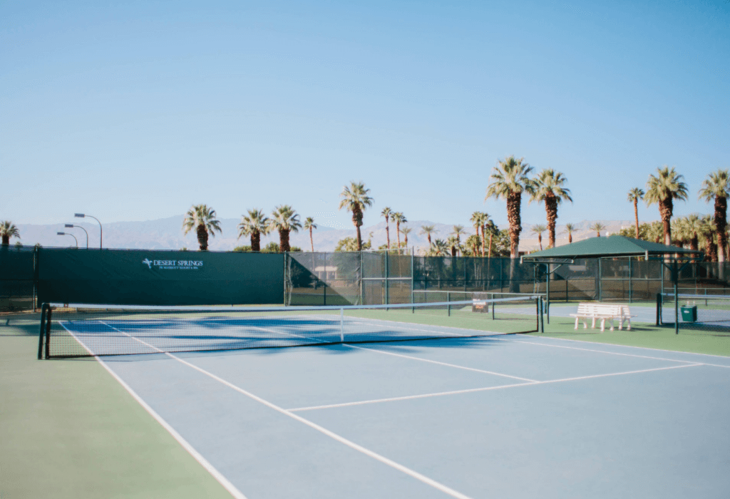 One of the tennis courts at the JW Marriott Desert Springs Resort and Spa