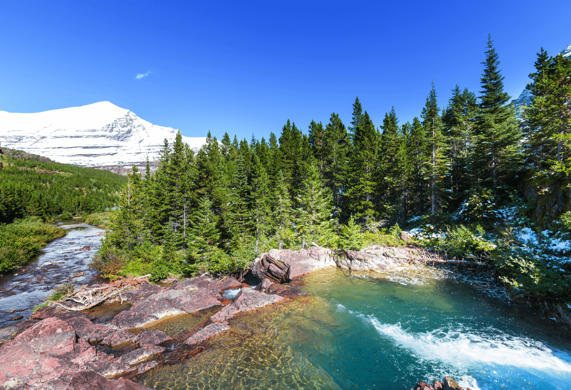 View of Glacier National Park for story on Allegiant Air's hot flight deals for summer