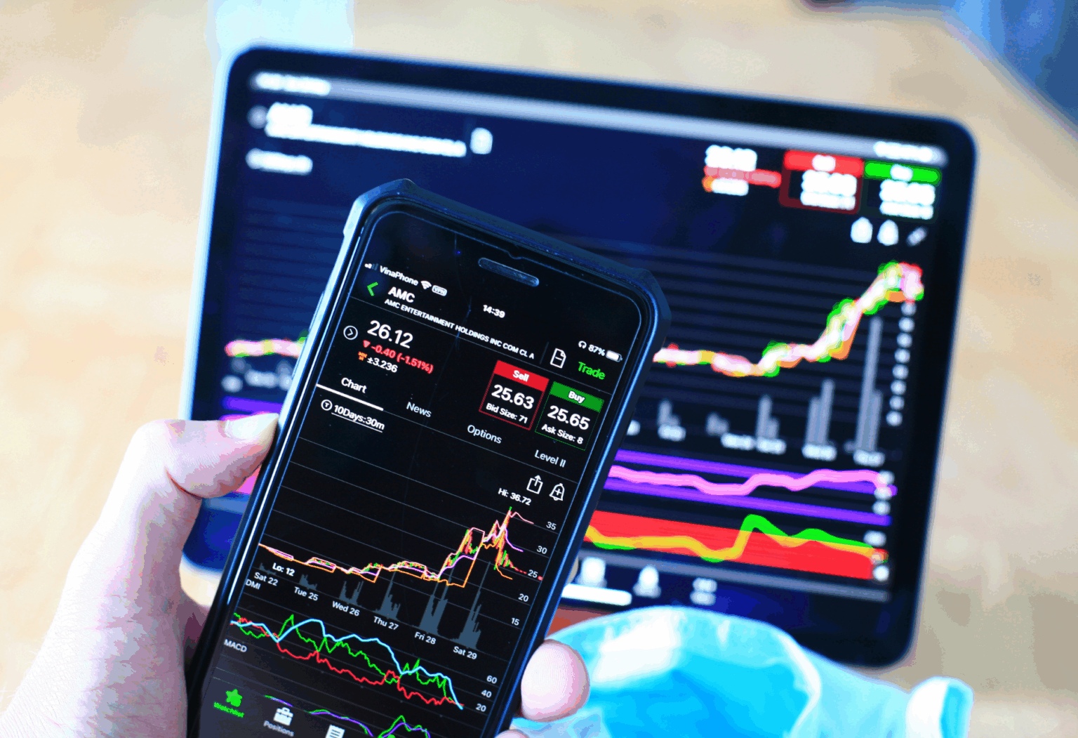 a person looking at their stocks online