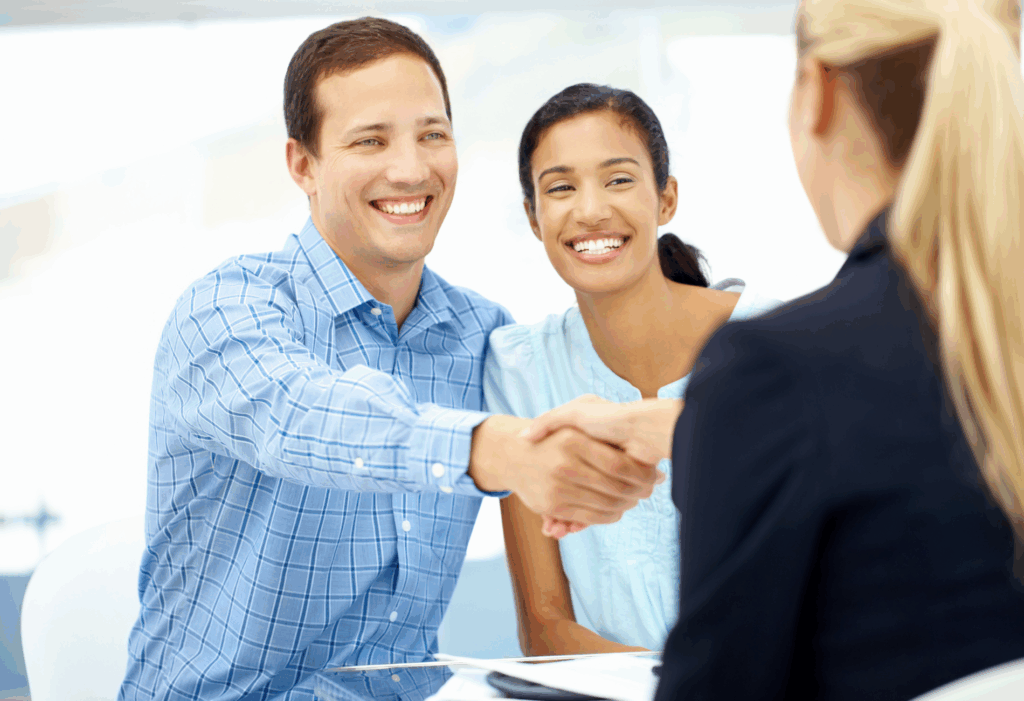 a person shaking hands with an agent