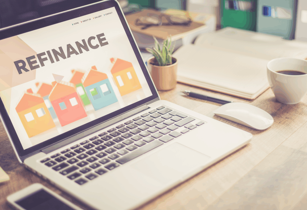 computer with refinance on it