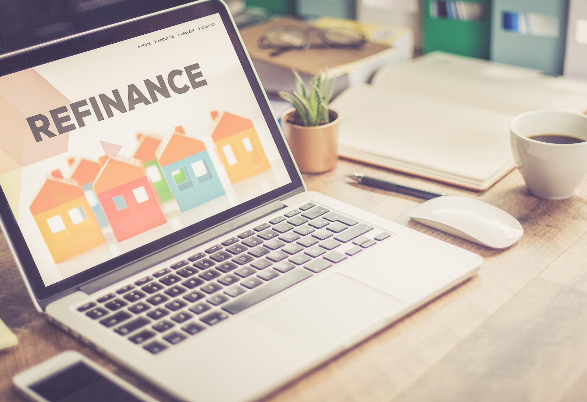computer with refinance on it