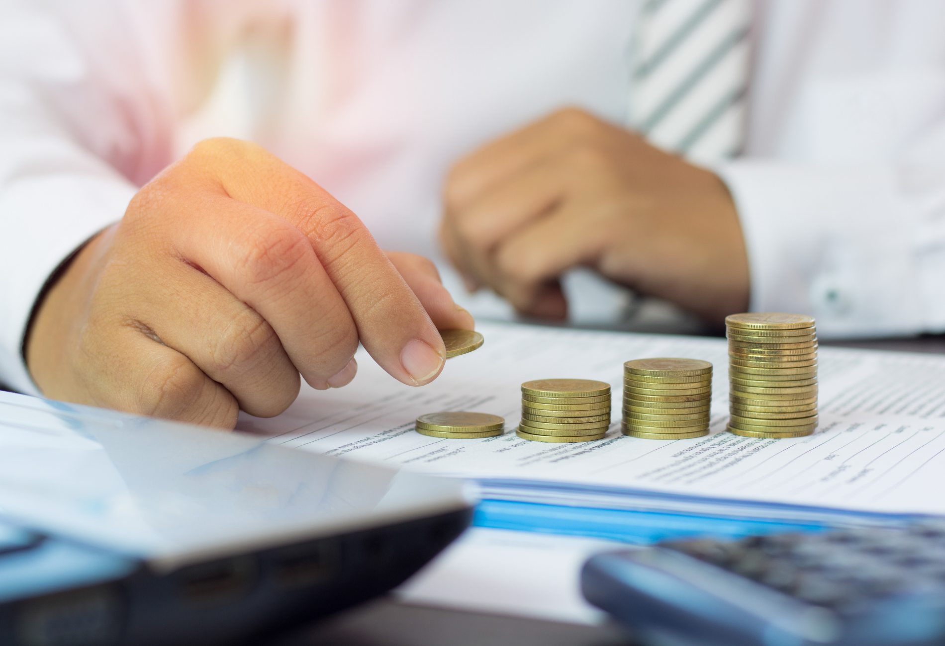 man moving money around