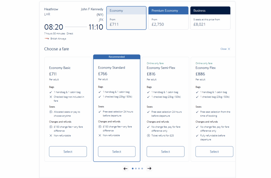 screenshot from KLM airlilnes