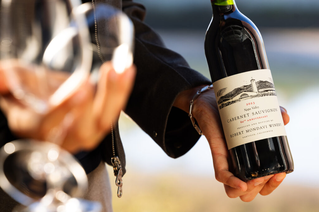 Robert Mondavi bottle of wine being held