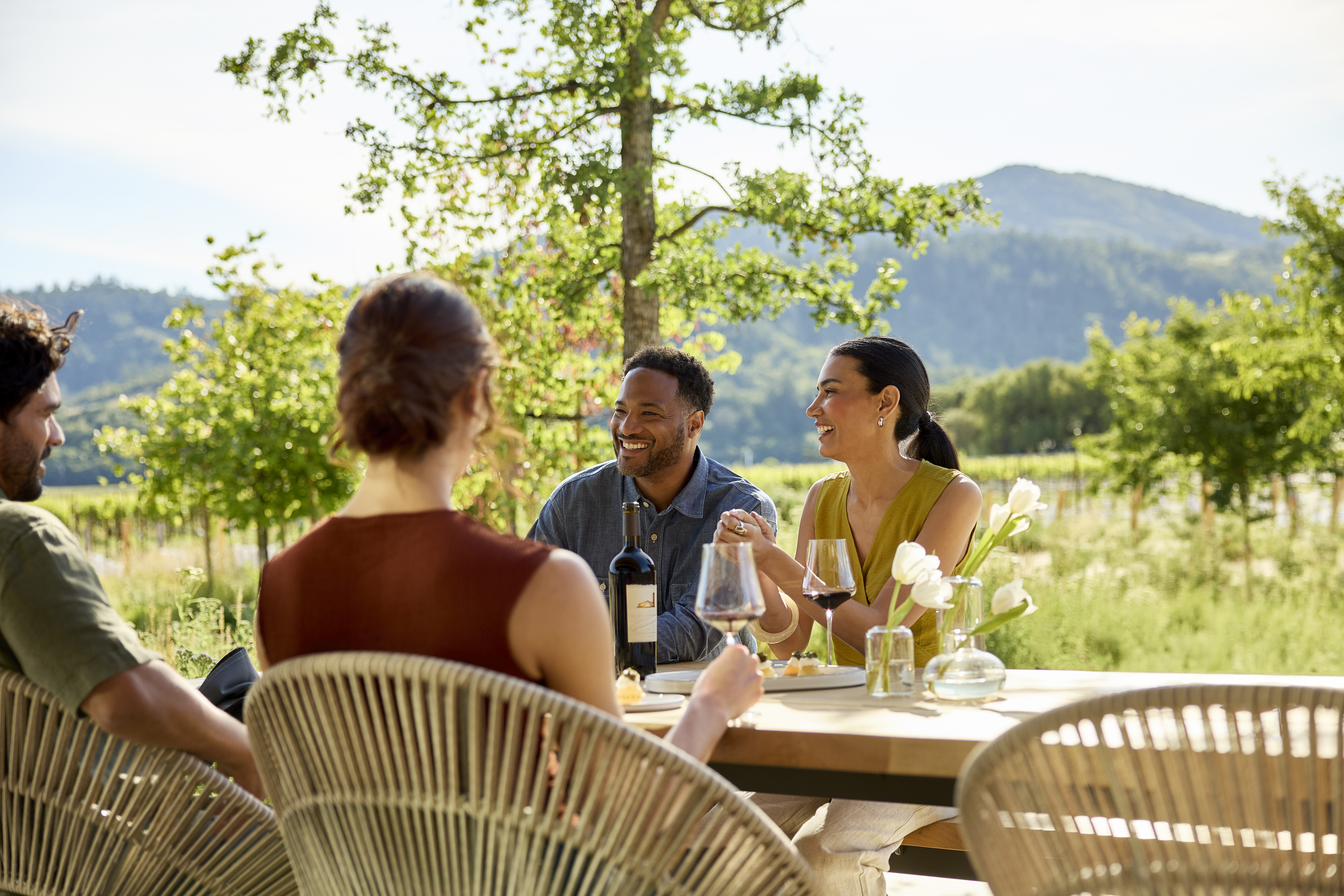 Group of friends enjoying wine