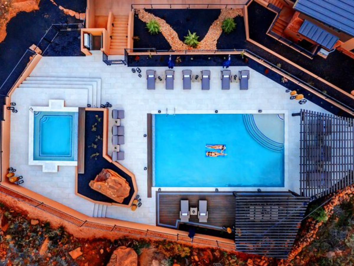 bird's eye view of a resort outside Zion National Park