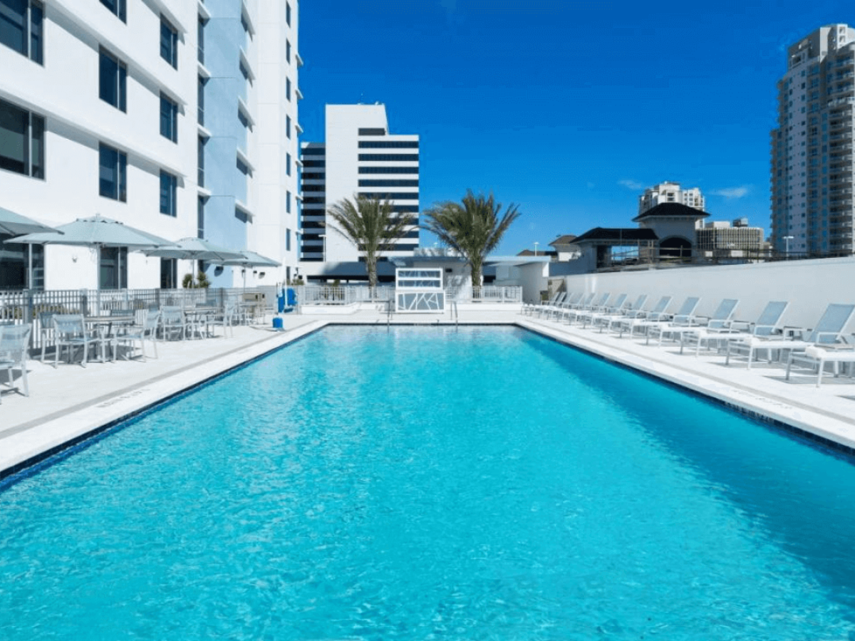 The pool area of the Hyatt Place hotel in St Petersburg Florida