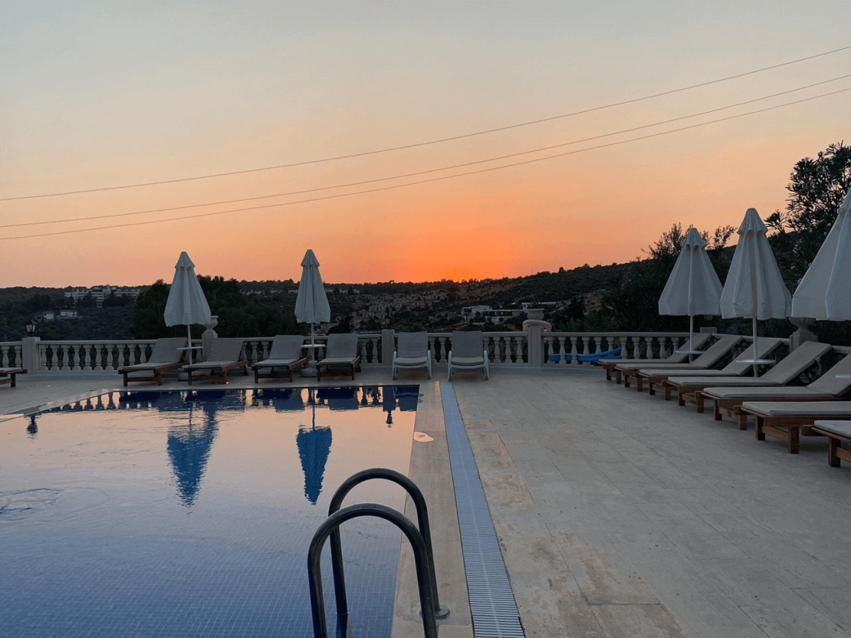 The sunset over the Patara Viewpoint hotel in the Turkish Riviera