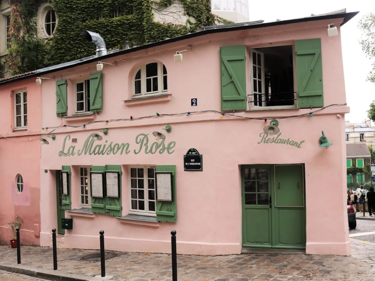 pink restaurant building in Paris